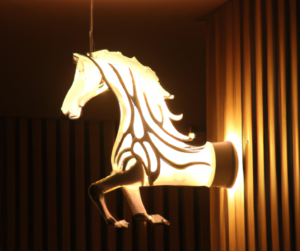 Produkty generowane przez AI - lampa koń