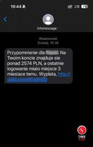 Fałszywy SMS z linkiem